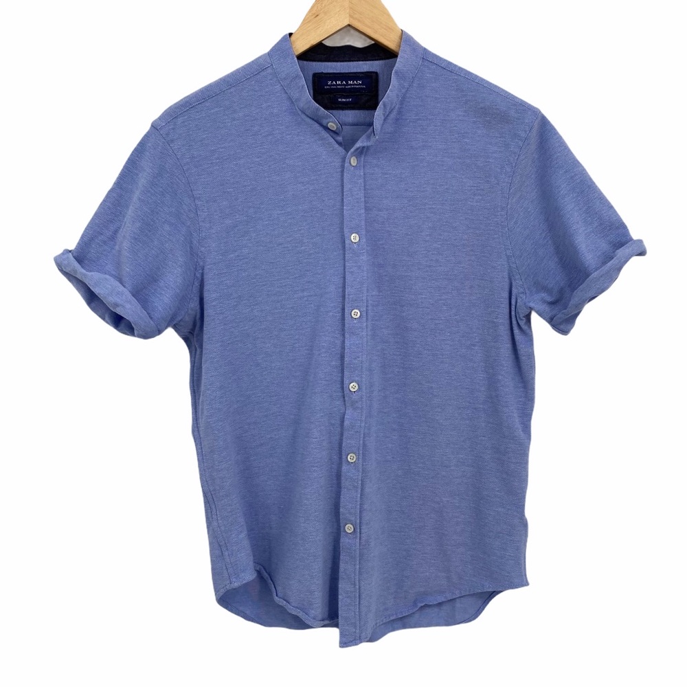 Zara Man light blue button front shirt